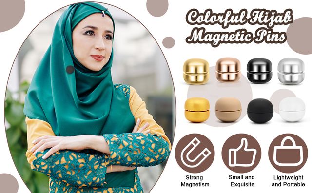  Imanes Hijab, 16 pines Hijab para mujeres, pines magnéticos multiusos con fuerte imán, botones magnéticos coloridos para ropa, alfileres de seguridad para bufandas, alfileres para vestir