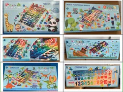 Juego de pesca magnético de madera para niños, tablero de partido con forma, educación Montessori 