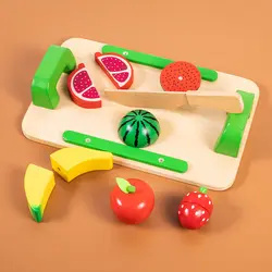 Juego de rol educativo para bebé, simulación magnética de madera, cocina, comida, frutas, verduras, juego de juguetes para cortar 