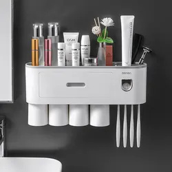 Soporte magnético para cepillo de dientes, accesorios de baño, dispensador automático de exprimidor de pasta dental