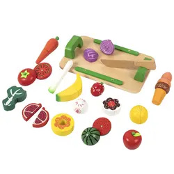 Juego de rol educativo para bebé, simulación magnética de madera, cocina, comida, frutas, verduras, juego de juguetes para cortar 