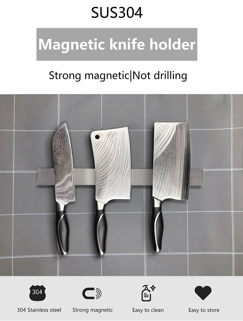 Imán, superventas, accesorios para cuchillos de cocina, estante de tira magnética de acero inoxidable, soporte magnético para cuchillos para pared