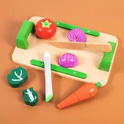 Juego de rol educativo para bebé, simulación magnética de madera, cocina, comida, frutas, verduras, juego de juguetes para cortar 